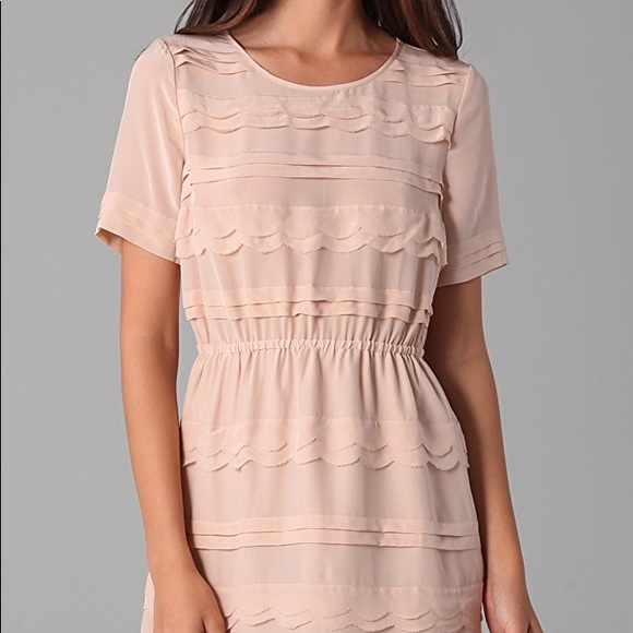 Madewell Dresses & Skirts - Madewell Blush Pink Silk Scalloped Wave Dress EUC